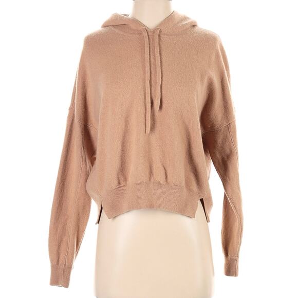 Naadam Camel Tan Cropped 100% Cashmere Hoodie Sweater M - Picture 5 of 8